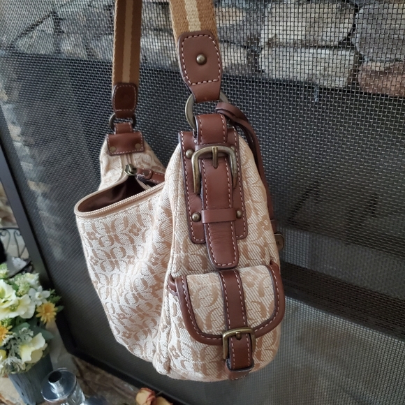 Vintage  Fossil Signature Canvas /Leather shoulder bag - Picture 9 of 14